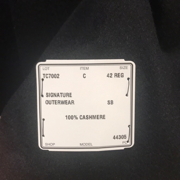 NWT 100% Cashmere Jos A Bank 42 Regular Black Coat - Picture 7 of 8